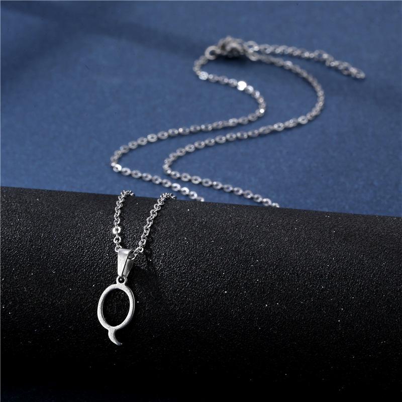 Fashion Initial Letter Pendant Necklace for Women Simple Stainless Steel Letter Glossy Clavicle Chain Choker Necklaces Jewelry