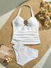 Sexy Solid Lace Up Brazil Bikini Women Split Swimsuit Beach Vacation Bikini 2026 New All Season Backless Bikini 2 Piece Set