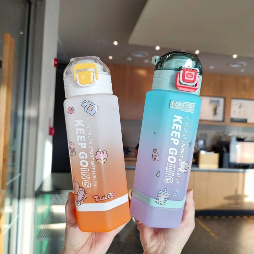Two-color Sports Water Bottle Gradient Cute Sports Kettle Plastic Water Cup  Travel