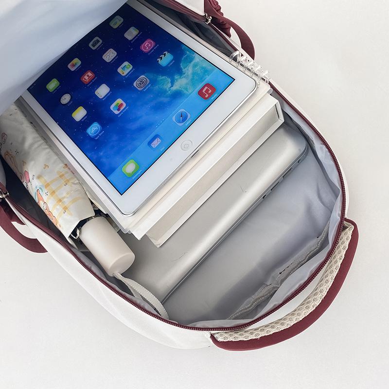 Cartoon-Rucksack mit Kontrastfarbe für Mittelschüler, leichter Schulrucksack, Damenrucksack mit großem Fassungsvermögen