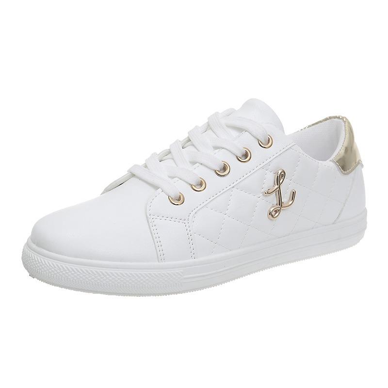 Large Size Single Shoes Women's Lace-up Little White Shoes Versatile Fashion Sports and Leisure Shoes Soft Bottom Flat Bottom