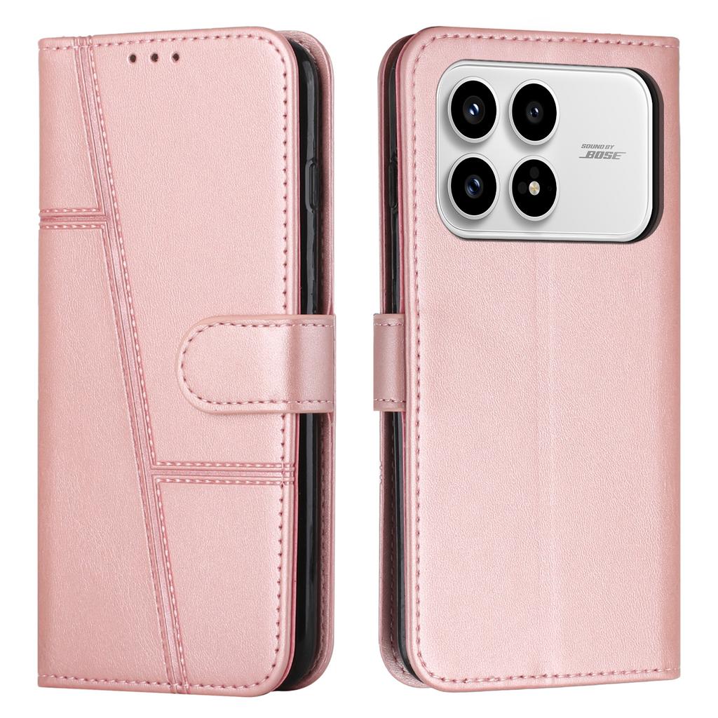 Leather Phone Case For Xiaomi Poco F8 Pro Foldable Stand Wallet Flip Cover with Strap