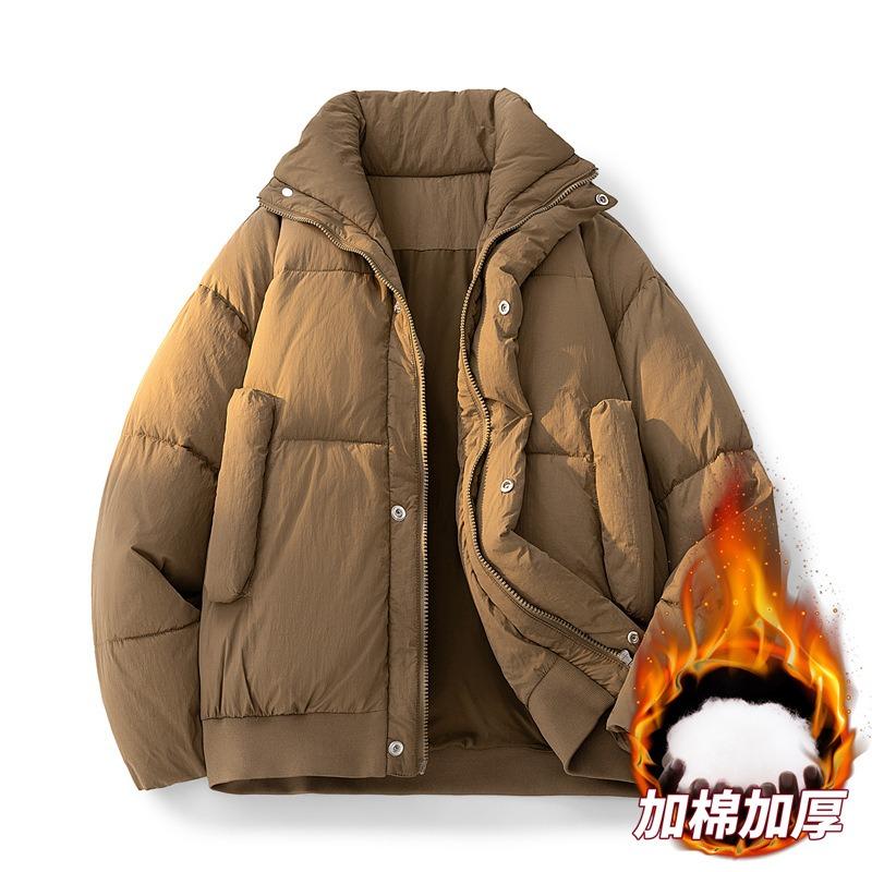 OO Thickened Cotton-padded Clothes for Men and Women, Winter Loose Cotton-padded Jackets, Bread Clothes, Short Stand-up Collar Cotton-padded Jackets.