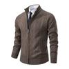Autumn and winter new men's stand-up collar fleece sweater knitted sweater youth fashion casual cardigan jacket men