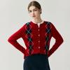 Women's Retro Rhombus Plaid Cashmere Cardigan Coat - Autumn/Winter Thick Knit Sweater