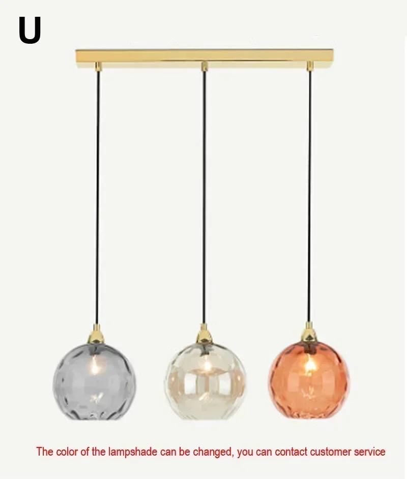 Nordic Luxury Colorful Glass Pendant Light Modern Living Room LED Chandelier Classical Glass Lampshade Home Decoration Gloss