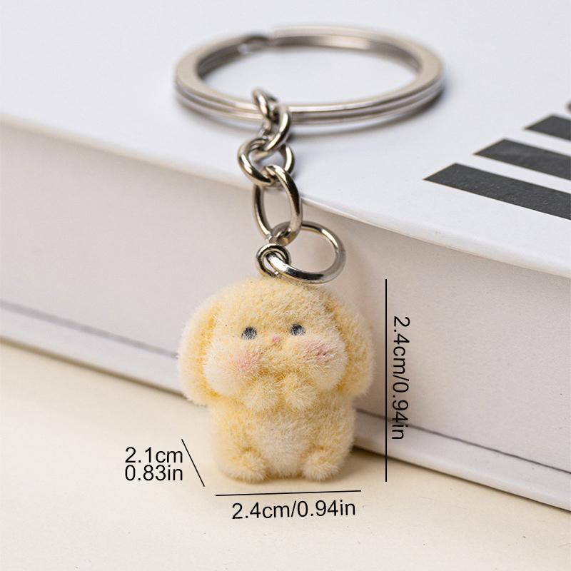 

1 шт. Пушистый брелок из смолы в виде кролика, аксессуар, брелок в форме животного для рюкзака и ключей жёлтый