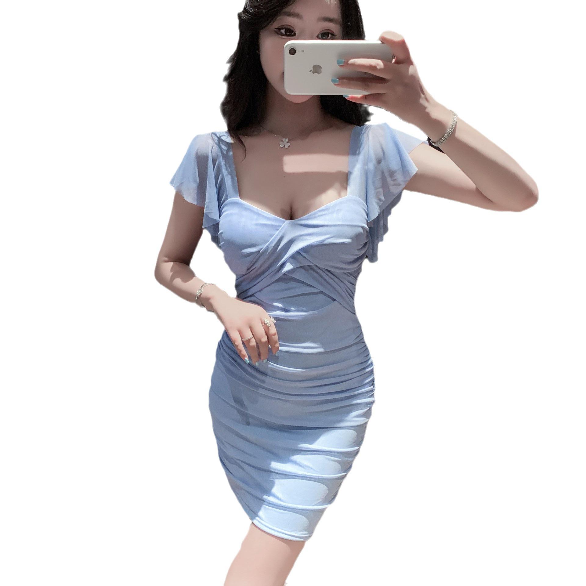 

Женское платье из чистого ветра, летняя облегающая плиссированная юбка на бедрах