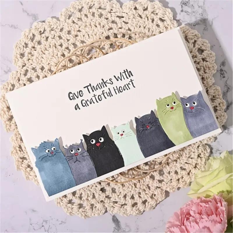 Cats Cutting Dies Carbon Steel Die Cut Templates Decorative Embossing Paper Die for Card Making Scrapbooking Bookmarks