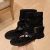 Women Clip Toe Ankle Boots Sandals Fashion Square Low Heels Shoes Street Style Buckle Strap Botas Para Mujer
