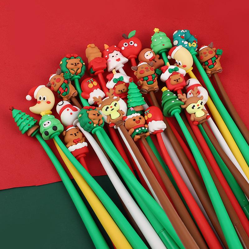 5-30Pcs Mixed Christmas Pens Cartoon Black Ink Writing Pen Kids New Year Gift Stationery 2025 Christmas Party Decor Supplies