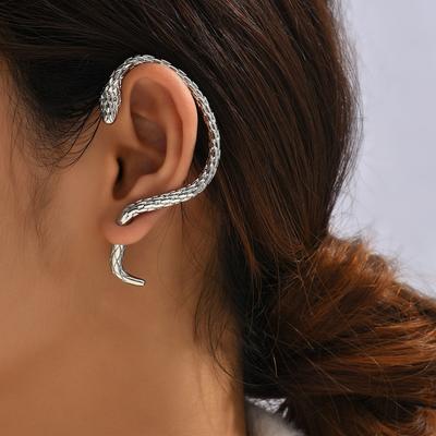Unique Snake Ear Cuff Wrap Earrings for WomenNon-Pierced Rhinestone Serpent Ear Clip,Gothic Punk Style Cold Temperament Jewelry