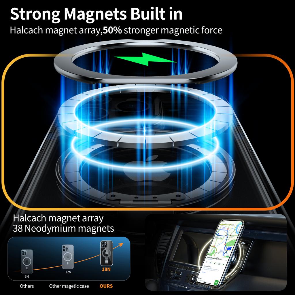 For iPhone 13 Pro Magnetic Case Shockproof Hard PC Phone Cover Rotatable Ring Holder Kickstand
