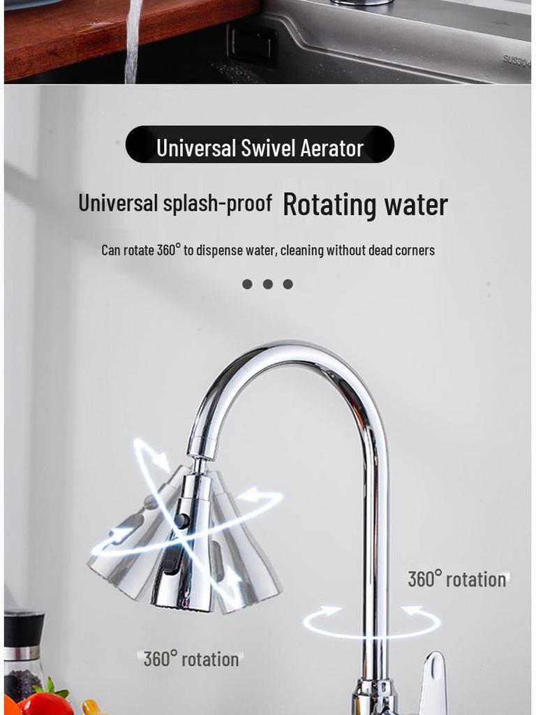 Stainless Steel Telescopic Rotatable Pull-Out Kitchen Faucet with Dual Water Outlets