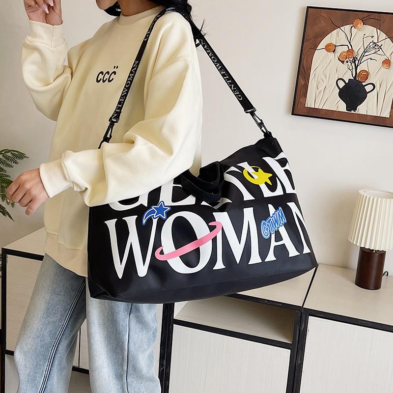 Women's fashion trend alphabet contrasting colors go out play travel bag daily go out picnic food luggage bag