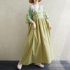 2025 Women New Plus Size V-Neck Summer Dress Printing Basic Casual Floral Short Sleeve Dress Loose Long Dress