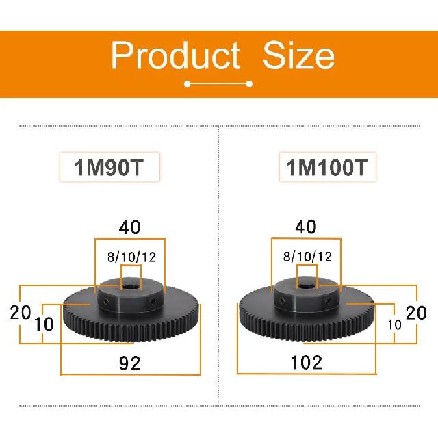 1 шт. Моторна шестерня 1M-80T/90T/100T/110 зубців SC45# Вуглецева сталь Високочастотна гартування Зубчасте колесо Розмір отвору 8/10/12 мм
