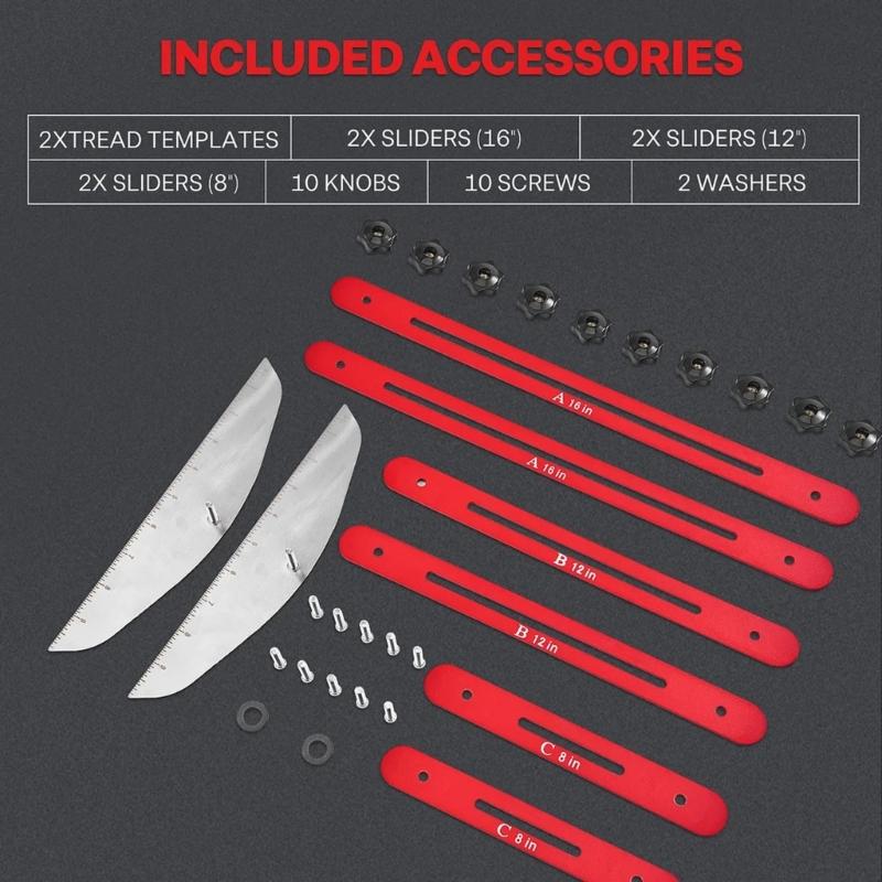 Multifunction Stair Treads Gauge Adjustable 10 To 53in Stair Treads Measuring Tool for Risers Stair Treads Template Tool