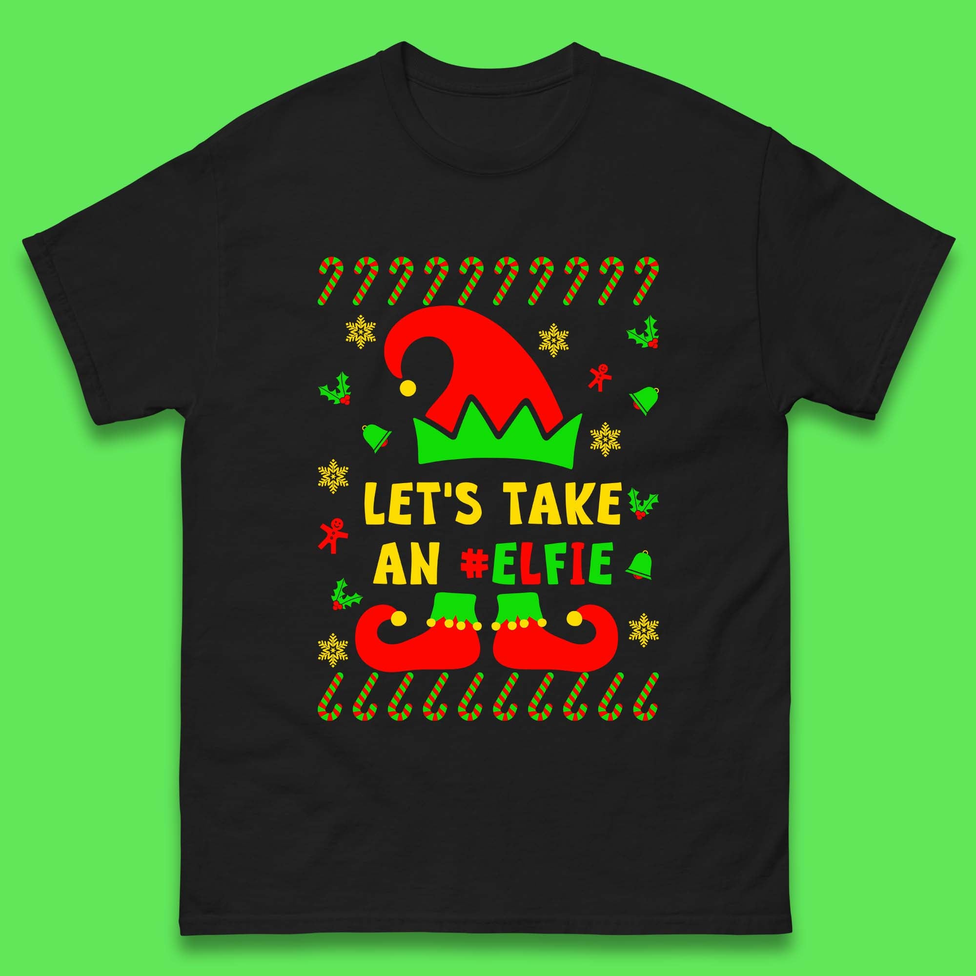 Let s Take An Elfie Christmas Mens T-Shirt Womens Tops Tees S