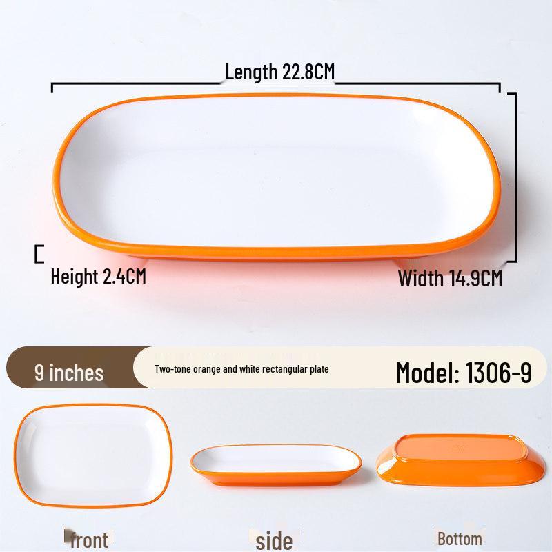 A8 Melamine Rectangular Plate for Rice, Noodles, BBQ, and Hot Pot.