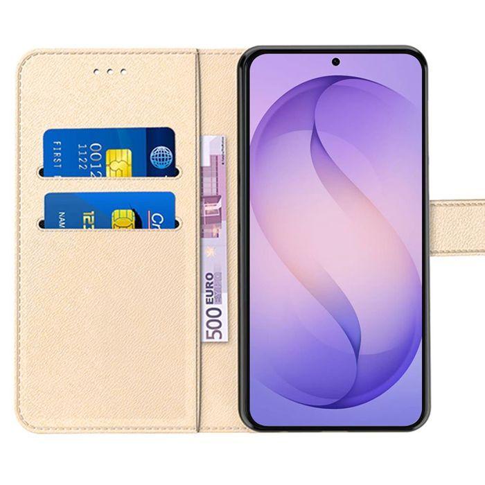 Coque Hybride - BOOLING - pour Samsung Galaxy S26 Plus - Cuir Synthétique Antichoc Doré - 2 Vitres