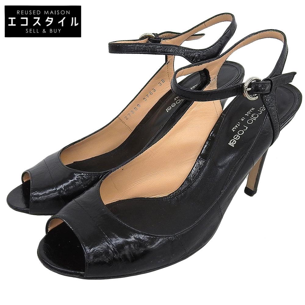Sergio Rossi Leather ankle strap pumps for women, black, size 38 shoes 38 blackUsed
