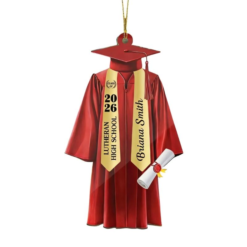 

Class of 2026 2D Flat Acrylic Grad Gown Pendant Hanging Ornament Backpacks Charm For High School Senior Graduation Gift красный