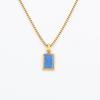 Geometric Square Box Pendant Inlaid With Natural Stone Jewelry Collarbone Chain Necklace For Girls' Girlfriends Does Not Fade