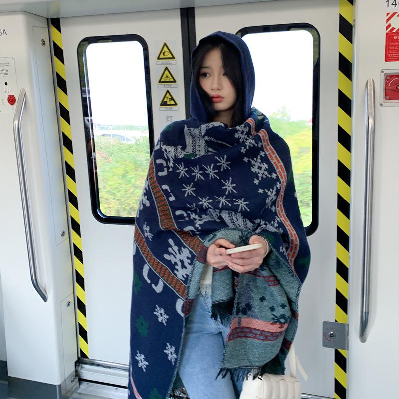 Pele amigável e respirável quente e versátil casa, outono e inverno xale de viagem feminino, capa grossa, cobertor de ar condicionado