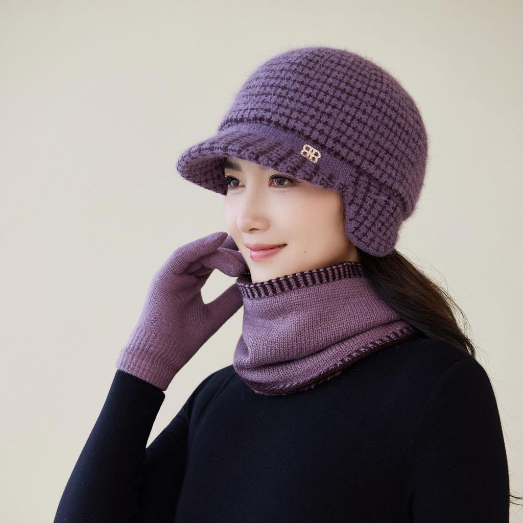 Rabbit Duck Tongue Knitted Hat Warm Fleece Ear Protector Wool Hat New Middle-aged and Elderly Hat Women's Autumn and Winter