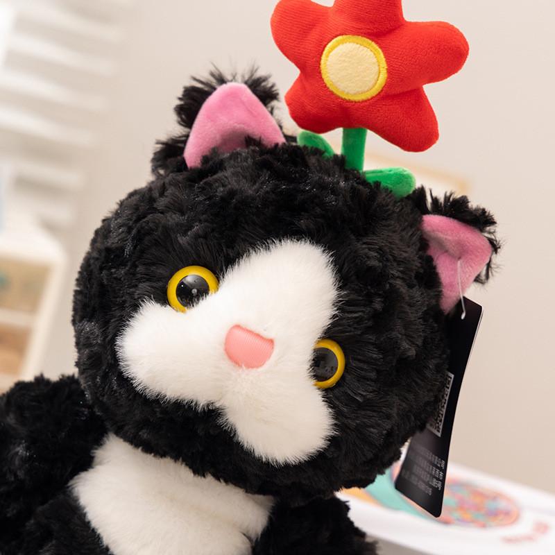 Lucky Cat Jin Bao Plush Toy With Flower Design For Kids Gift