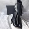 Fashion 7CM Thin Heel Black Long Boots For Ladies Side Zipper Pointy High Heels Knee Boots Women Fashion Autumn Shoes Botas De Mujer