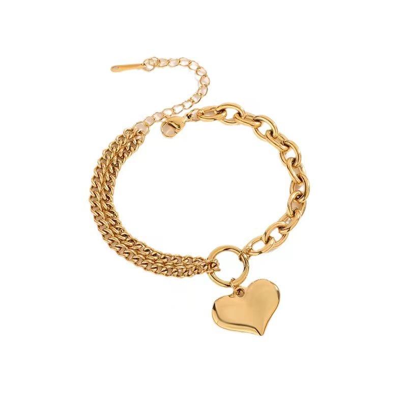 Europäischer & Amerikanischer Hip-Hop Stil Doppel-Lagen Titanarmband mit Römischen Ziffern & Kleeblatt-Anhänger