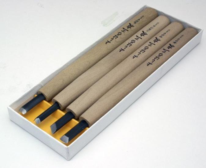 Yoshiharu Cutlery Premium Quality Tsukehaga Yoshiharu Mitomo Carving Set of 4 in Paper (Special Order) Knives, Box, Y-4