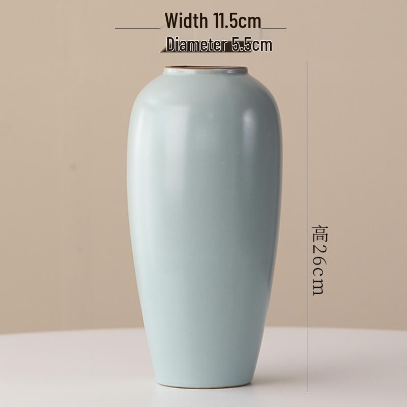 Elegant Celadon Vase: Classical Ru Kiln Ceramic for Hydroponic Flower Arrangements and Living Room Decor