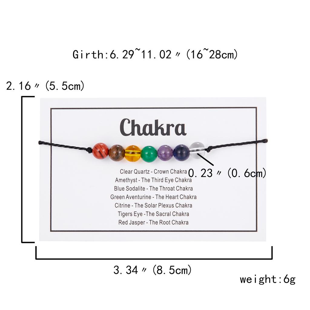 Handmade Natural Crystal Stone Beads Bracelet Black Braided Rope Chakra Jewelry for Women Men Luck Calm Love Gift