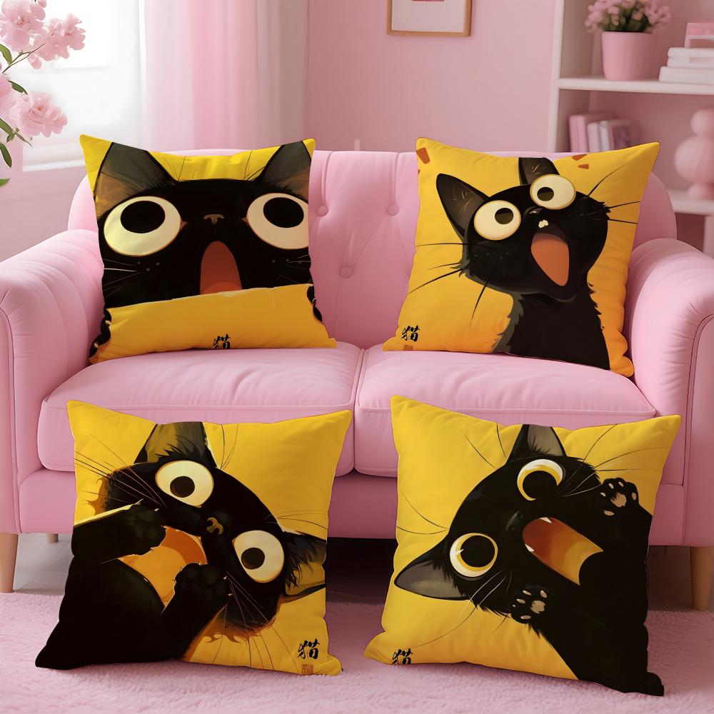 Creative Funny Meme Viral Art Shocked Cat Art Cushion Cover Pillow Case Soft Skin Friendly Fabric Concealed Zipper