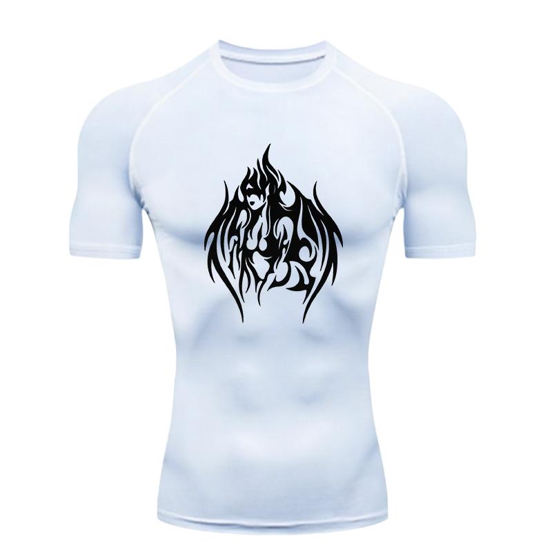 Black Flame Pattern  Men's Sports T-shirt Training Fitness Compression Workout T-Shirt Gym T-shirts