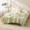 High Density Flannel Throw Soft Plush Blanket 3D Bubble Rabbit Fur Texture Thickened Thermal Comfortable Couch Throw Double-Sided Milk Velvet