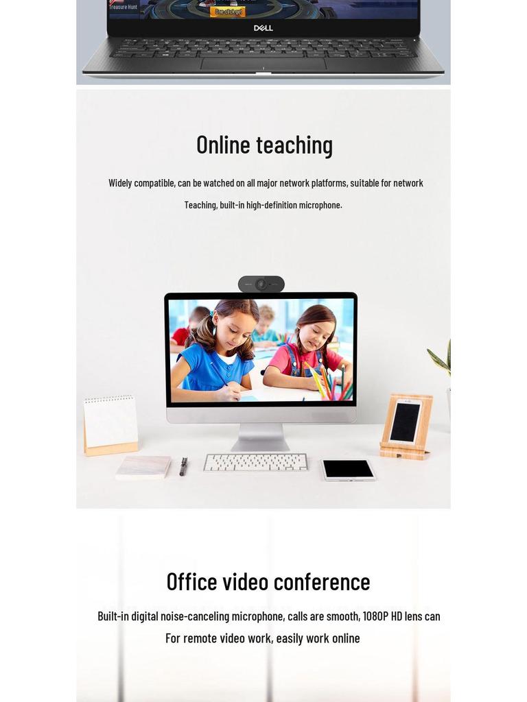 HD 1080P 2K USB Webcam for Desktop or Laptop: Ideal for Live Broadcasts and Online Classes