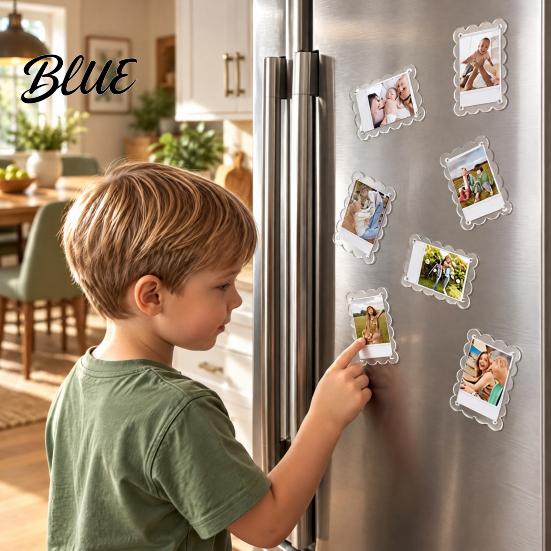 Magnetic Picture Display Holder 1/10 Pairs Clear Acrylic Photo Frame Magnet for Fridge Instant Photos Frames with Scalloped Edges Refrigerator