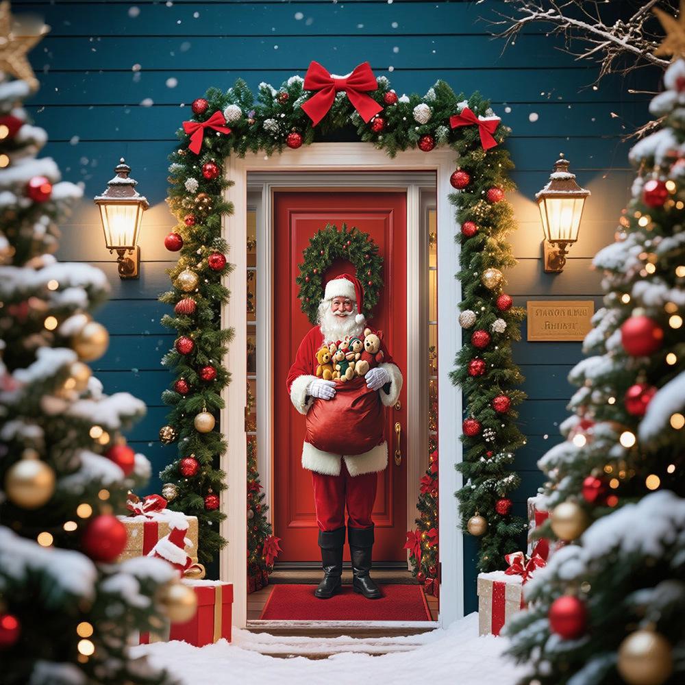 Cross-Border JIT Christmas Door Hanging Tapestry: Festive Decoration for Party and Room