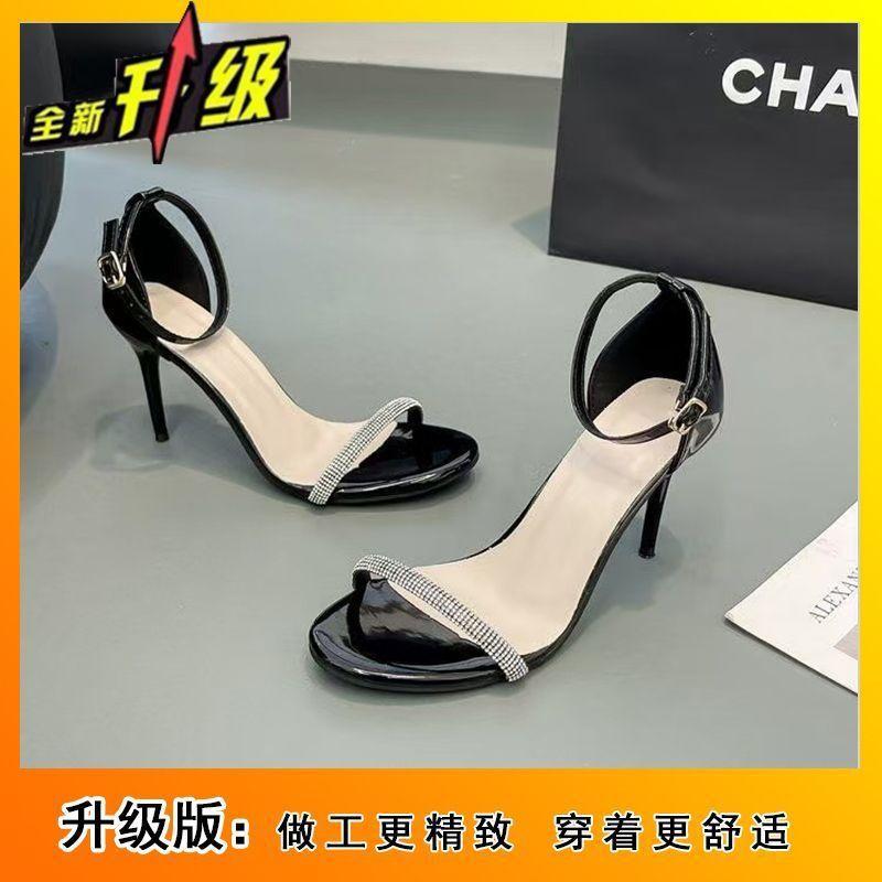 French niche design open-toed rhinestones with sandals 2025 new thin heels versatile sexy high heels women