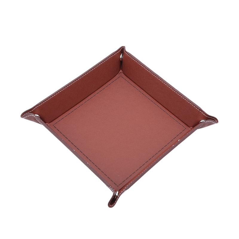 Creative PU Leather Valet Trinket Folding Tray Collapsible Phone Key Wallet Coin Desktop Storage Sundries Box Bins Accessories