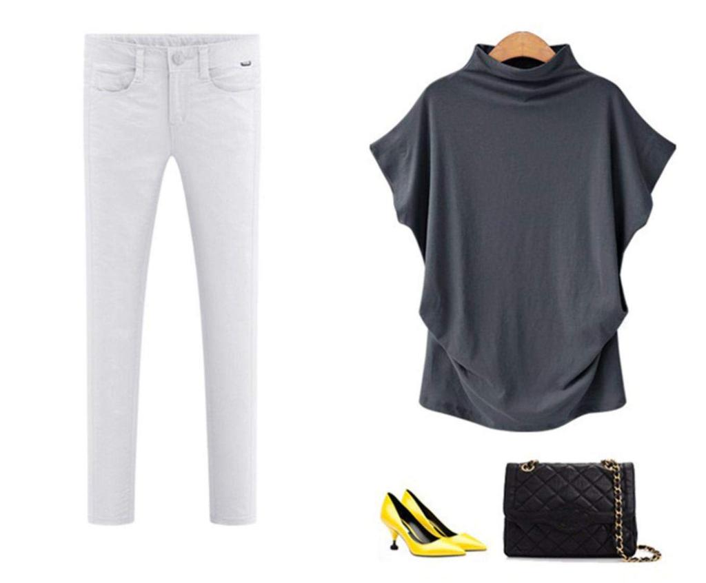 Molx French Loose Cotton Women's T-Shirt, Sleeve, Off-Neck, Cuffed, Fit, (Small, Black)