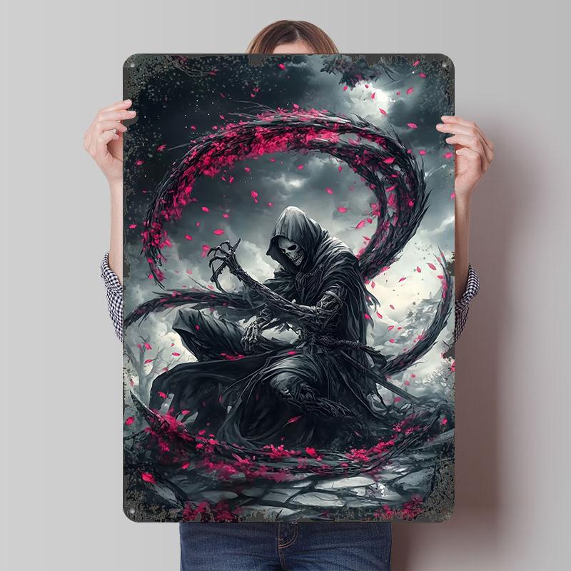 

Dark Reaper With Crimson Petals Metal Poster Customized Wall Art Retro Vintage Tinplate Signs for Decoration At Home Decorations 20x30cm（7.8x11.8inch）