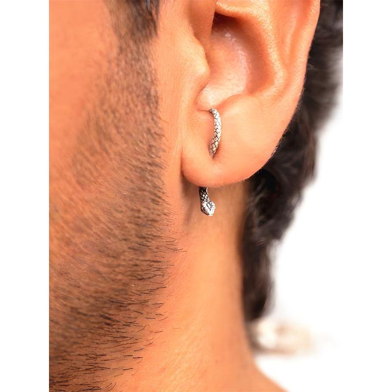 

European and American Snake Stud Earrings Men and Women Exaggerated Design Sense Niche Animal Fashion Earrings Personality Fashion Trendy Metal Simple [One] Silver