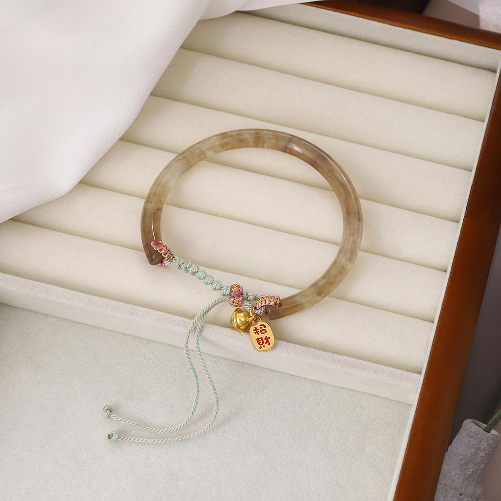 Lucky Bell Woven Rope Bracelet, Retro Guochao Adjustable Plain Circle Women'S Niche Design Jewelry
