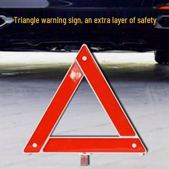 Reflective Warning Triangle for Cars - Foldable Fault Sign with Compact Red Box Packaging.