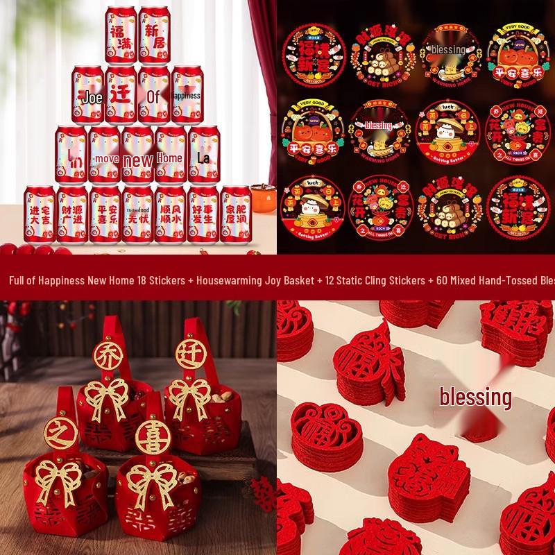 Housewarming Fortune Fruit Bucket Ornament Set - New Home Ceremony Essentials Complete